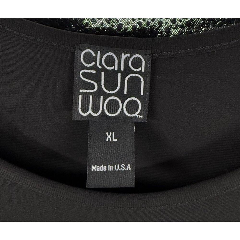 Clara Sun Woo Black Basic Tunic Top Slinky Travel Stretch Womens XL - Picture 2 of 6